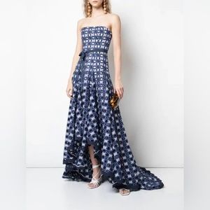 Alexis ANTONI BRODERIE ANGLAISE CREPE DE CHINE MAXI DRESS IN BLUE